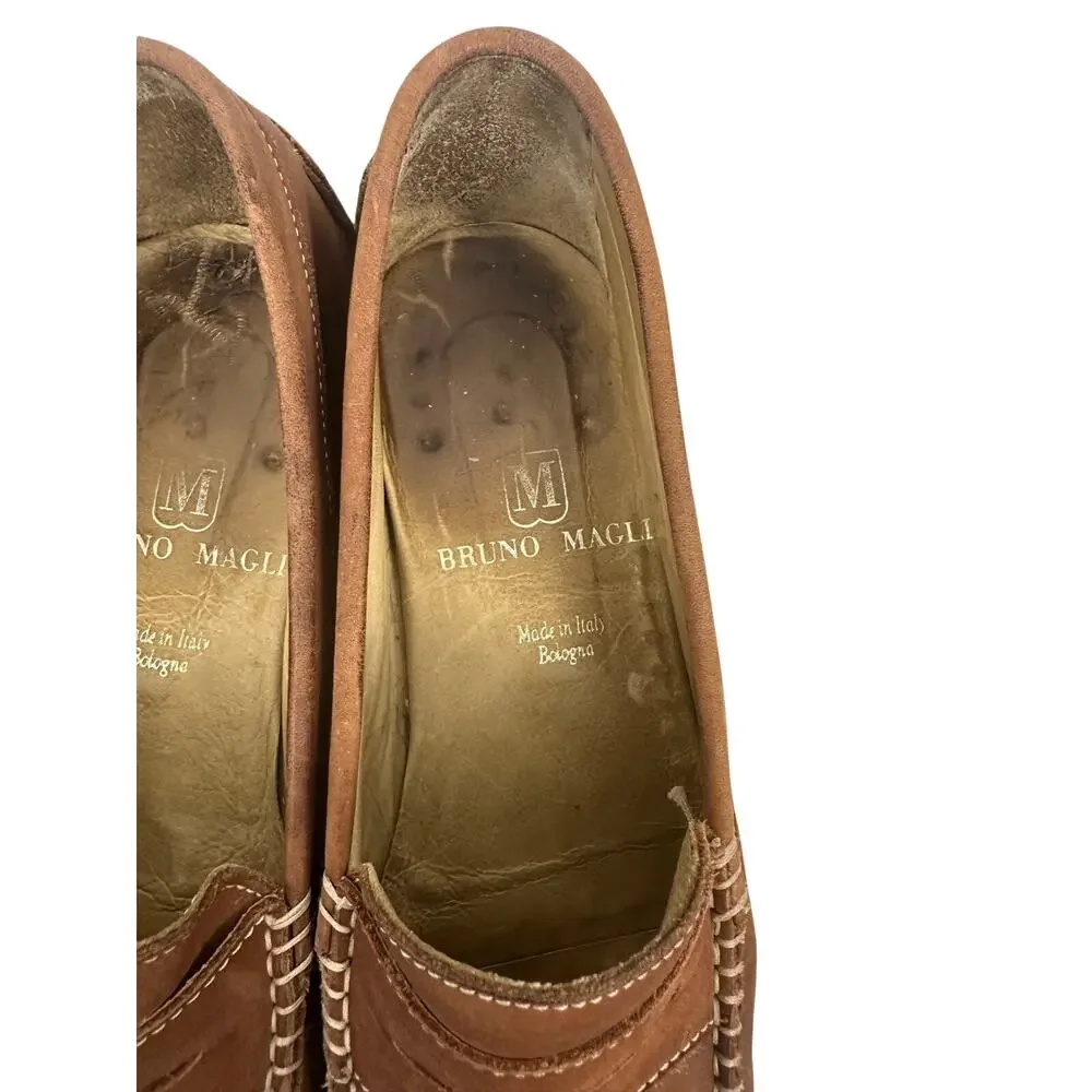 vintage Bruno Magli cognac/brown suede penny loafers driving mocs loafers Size 8